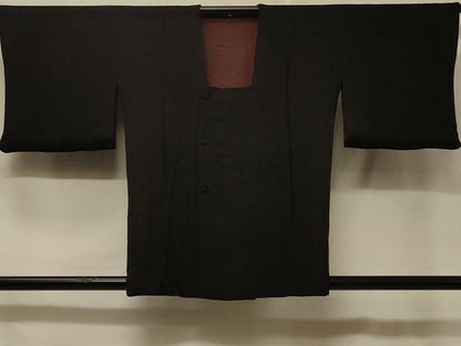 平和屋着物＃道行コート　リバーシブル　霞文　暈し染め　黒地　正絹　逸品　CABD7731in