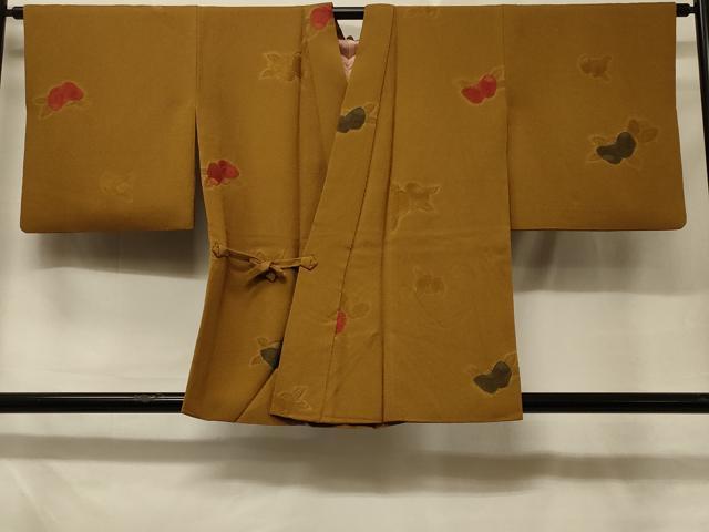 平和屋着物＃道中着　地紋起こし　草花文　正絹　逸品　CABD7734in