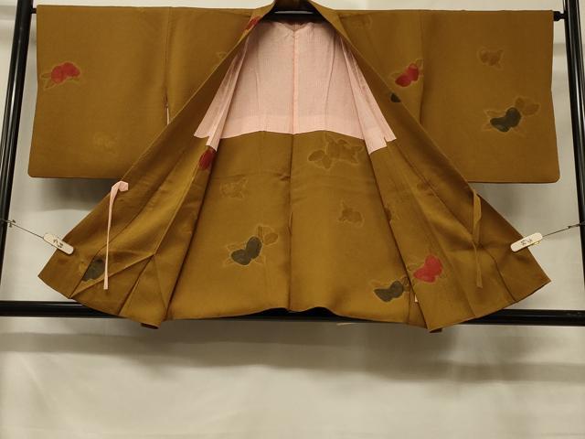 平和屋着物＃道中着　地紋起こし　草花文　正絹　逸品　CABD7734in