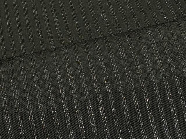 平和屋着物＃羽織　縞　黒地　銀糸　正絹　逸品　CABD7738in