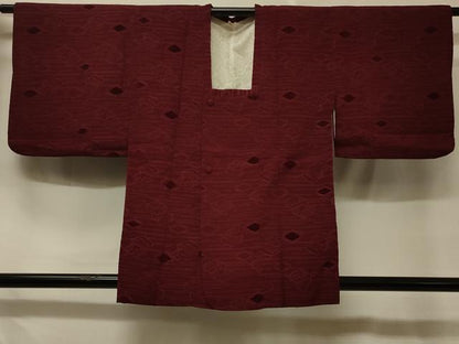 平和屋着物＃道行コート　石畳花地紋　葡萄色　正絹　逸品　CABD7739in