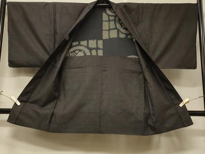 平和屋着物＃男性 本場大島紬 長羽織 80亀甲 総詰め 正絹 逸品 CABD7744in