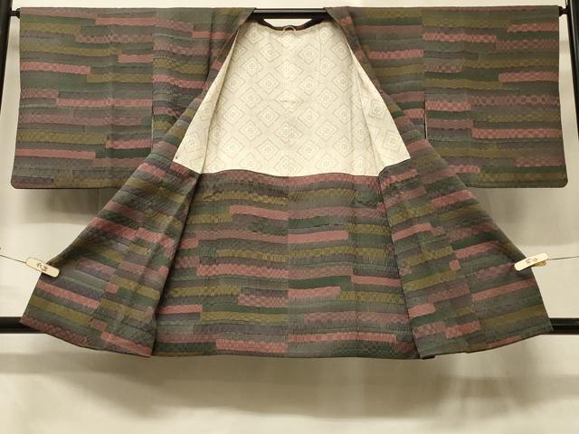 平和屋着物＃道行コート 横段文 正絹 逸品 CABD7748in