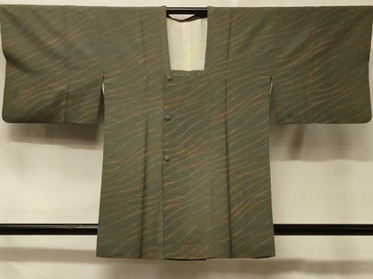平和屋着物＃道行コート　よろけ斜縞　正絹　逸品　CABD7750in