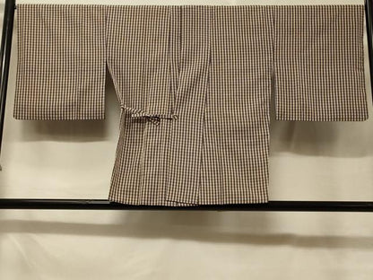 平和屋着物＃道中着 チェック柄 正絹 逸品 CABD7756in