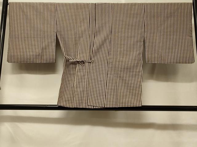 平和屋着物＃道中着 チェック柄 正絹 逸品 CABD7756in