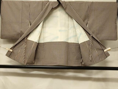平和屋着物＃道中着 チェック柄 正絹 逸品 CABD7756in