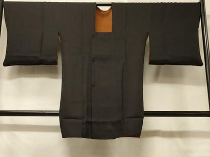 平和屋着物＃染色作家 斉藤三才 道行コート リバーシブル 斜線文 暈し染め 黒地 反端付き 正絹 逸品 CABD7786in
