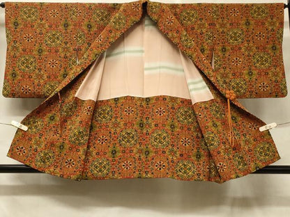 平和屋着物＃道中着 更紗花文 正絹 逸品 CABD7797in