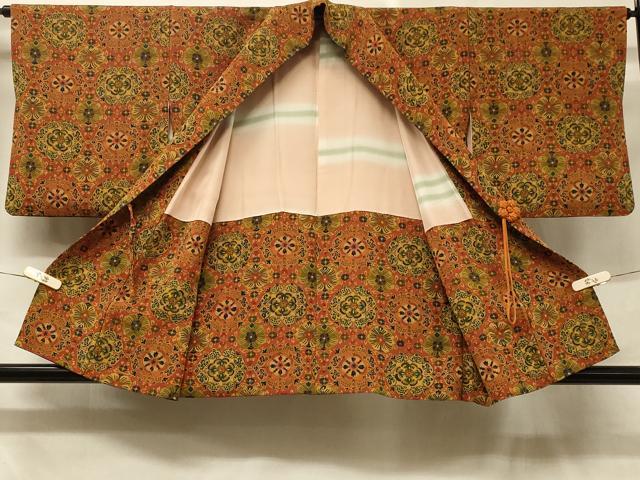 平和屋着物＃道中着 更紗花文 正絹 逸品 CABD7797in