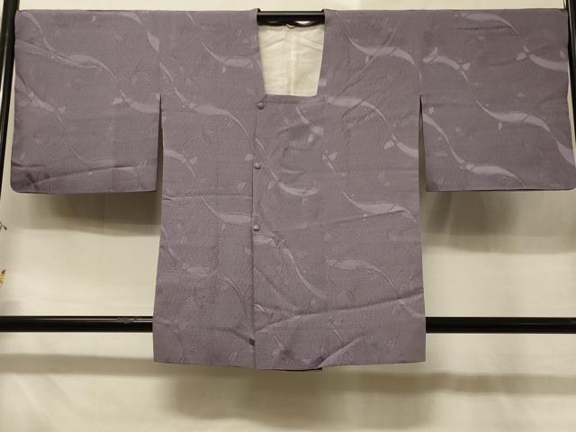 平和屋着物＃道行コート　枝葉地紋　紅藤色　正絹　逸品　CABD7806in