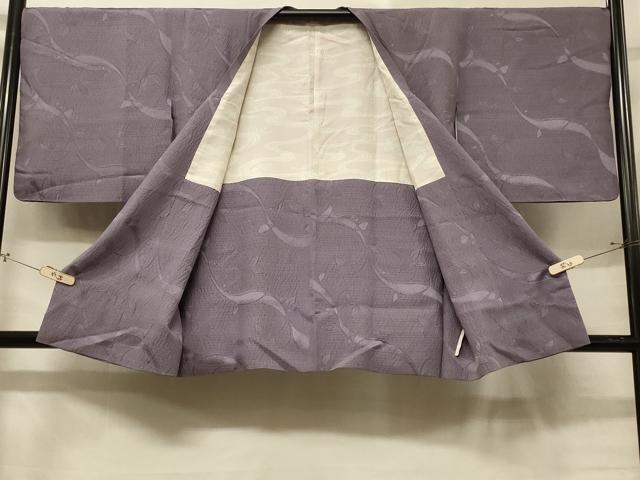 平和屋着物＃道行コート　枝葉地紋　紅藤色　正絹　逸品　CABD7806in