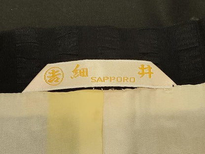 平和屋着物＃道行コート　ろうけつ染め　流水花菱文　黒地　正絹　逸品　CABD7807in