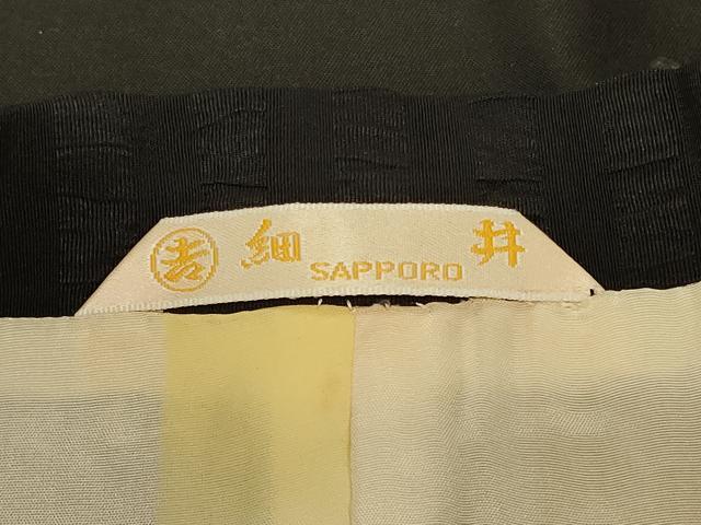 平和屋着物＃道行コート　ろうけつ染め　流水花菱文　黒地　正絹　逸品　CABD7807in