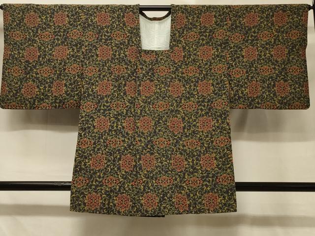 平和屋着物＃道行コート　正倉院花唐草文　正絹　逸品　CABD7831in