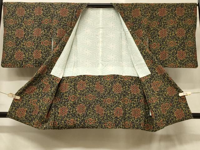 平和屋着物＃道行コート　正倉院花唐草文　正絹　逸品　CABD7831in