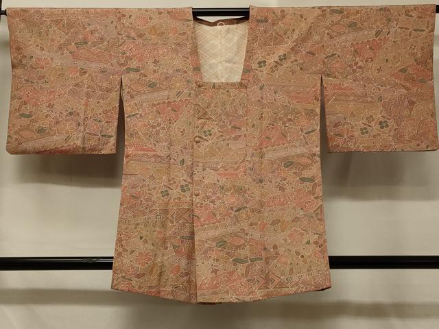 平和屋着物＃道行コート 切嵌花文 正絹 逸品 CABD7839in