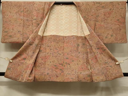 平和屋着物＃道行コート 切嵌花文 正絹 逸品 CABD7839in
