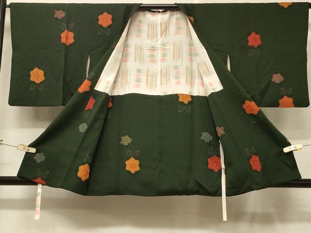 平和屋着物＃道行コート　絞り　草花文　金彩　正絹　逸品　CABD7845in