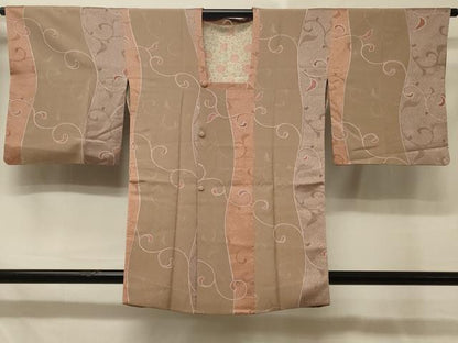 平和屋着物＃道行コート　地紋起こし　唐草間道　正絹　逸品　CABD7849in