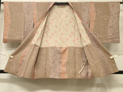 平和屋着物＃道行コート　地紋起こし　唐草間道　正絹　逸品　CABD7849in