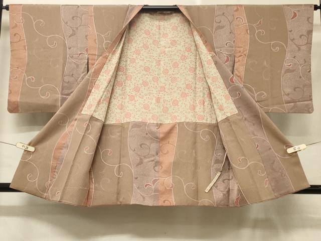 平和屋着物＃道行コート　地紋起こし　唐草間道　正絹　逸品　CABD7849in