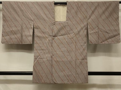 平和屋着物＃道行コート 紬地 斜線文 正絹 逸品 未使用 CABD7850in
