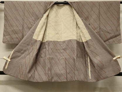 平和屋着物＃道行コート 紬地 斜線文 正絹 逸品 未使用 CABD7850in