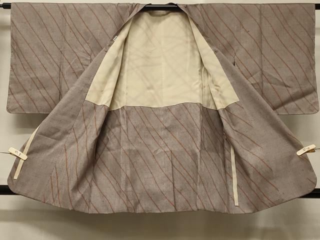 平和屋着物＃道行コート 紬地 斜線文 正絹 逸品 未使用 CABD7850in