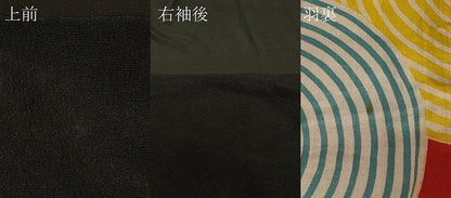 平和屋着物＃羽織　寿光織　御所車草花丸文　黒地　金銀糸　正絹　逸品　CABD7857in