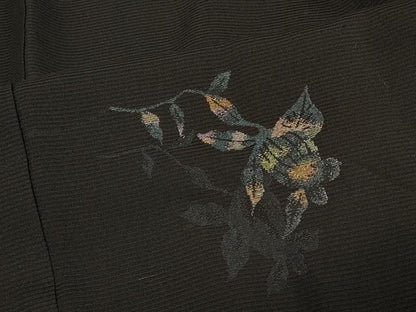 平和屋着物＃羽織　枝花文　黒地　銀糸　正絹　逸品　CABD7859in