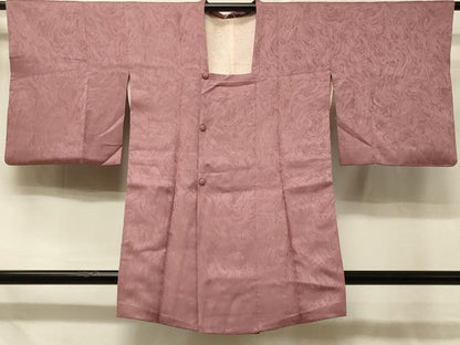 平和屋着物＃道行コート　墨流し地紋　退紅色　正絹　逸品　CABD7861in