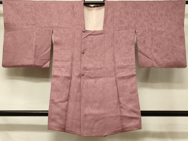 平和屋着物＃道行コート　墨流し地紋　退紅色　正絹　逸品　CABD7861in