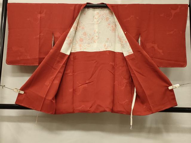 平和屋着物＃道行コート　正倉院花地紋　弁柄色　正絹　逸品　未使用　CABD7864in