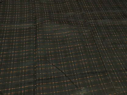 平和屋着物＃道行コート　二部式　単衣　格子柄　黒地　正絹　逸品　CABD7871in