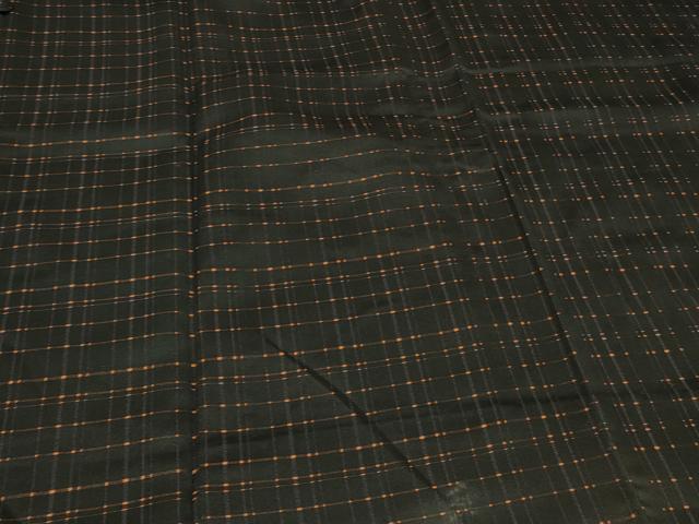 平和屋着物＃道行コート　二部式　単衣　格子柄　黒地　正絹　逸品　CABD7871in