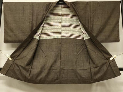 平和屋着物＃男性　本場大島紬　長羽織　幾何学文様　正絹　逸品　CABD7884in