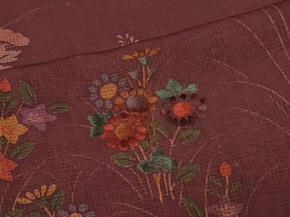 平和屋着物＃道行コート　刺繍　草花文　高島屋扱い　正絹　逸品　CABD7886in