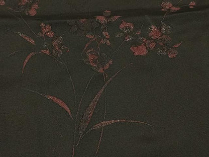 平和屋着物＃羽織 草花文 黒地 正絹 逸品 CABD7892in