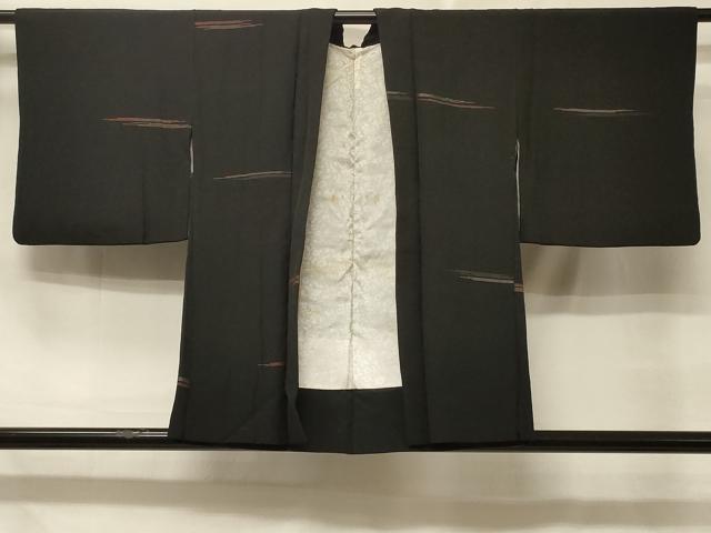 平和屋着物＃羽織 寿光織 鏡裏草花文 黒地 銀糸 正絹 逸品 CABD7902in