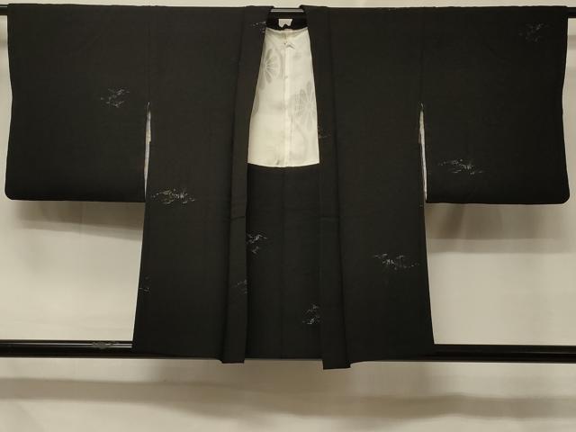 平和屋着物＃羽織 寿光織 霞文 黒地 銀糸 正絹 逸品 CABD7903in