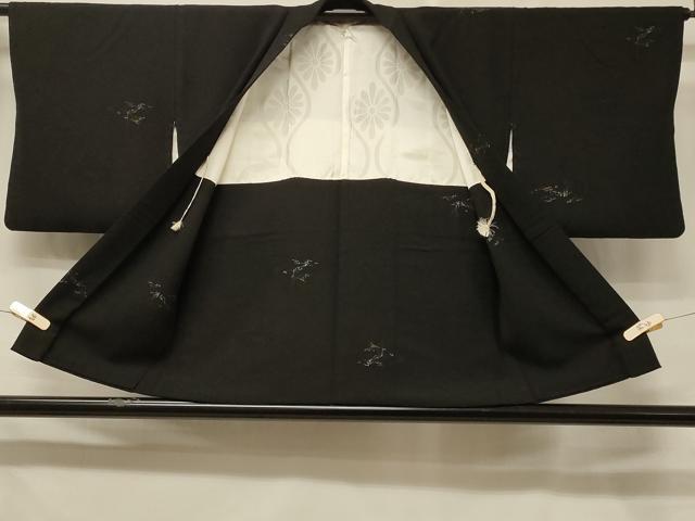 平和屋着物＃羽織 寿光織 霞文 黒地 銀糸 正絹 逸品 CABD7903in