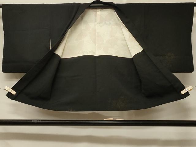 平和屋着物＃羽織 寿光織 遠山文 黒地 金糸 正絹 逸品 CABD7906in