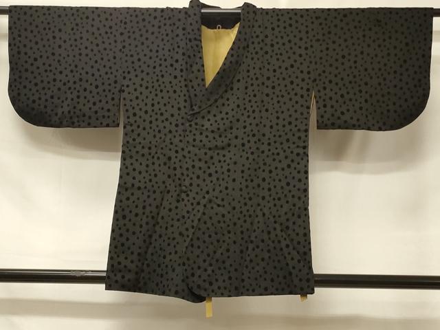 平和屋着物＃道行コート 大小あられ 黒地 正絹 逸品 CABD7910in