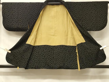 平和屋着物＃道行コート 大小あられ 黒地 正絹 逸品 CABD7910in