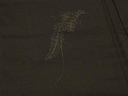 平和屋着物＃羽織　貝桶鬘帯花文　黒地　金彩　正絹　逸品　CABD7922in