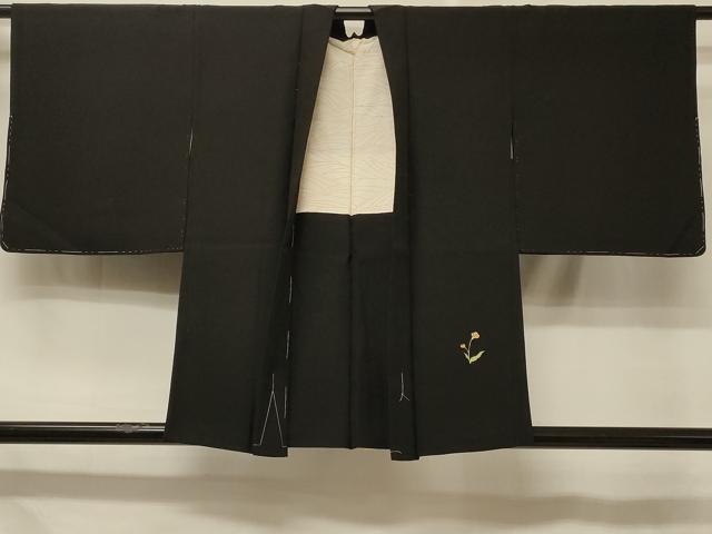 平和屋着物＃羽織　総刺繍　草花文　黒地　金糸　正絹　逸品　未使用　CABD7924in