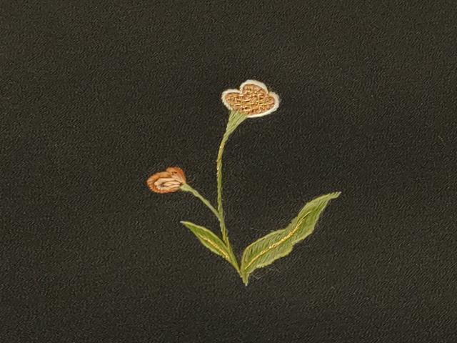 平和屋着物＃羽織　総刺繍　草花文　黒地　金糸　正絹　逸品　未使用　CABD7924in