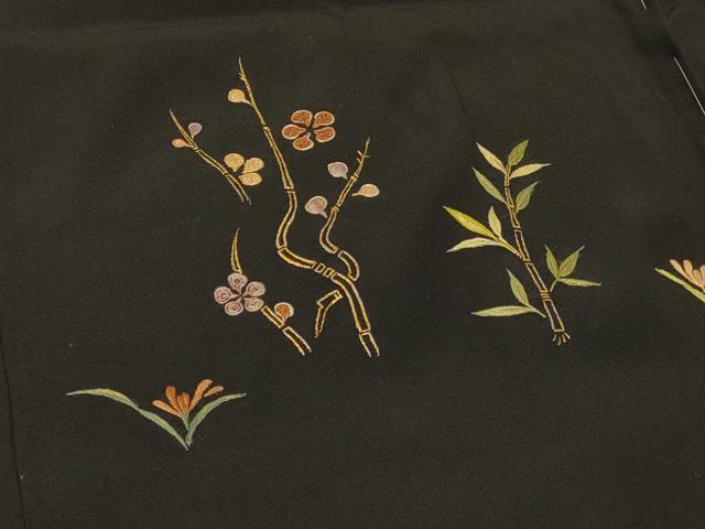 平和屋着物＃羽織　総刺繍　草花文　黒地　金糸　正絹　逸品　未使用　CABD7924in