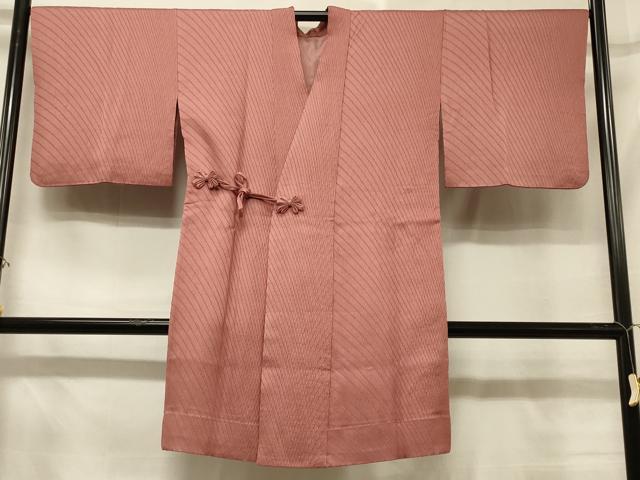 平和屋着物＃道中着　流線地紋　薄紅色　ロング丈　正絹　逸品　CABD7927in